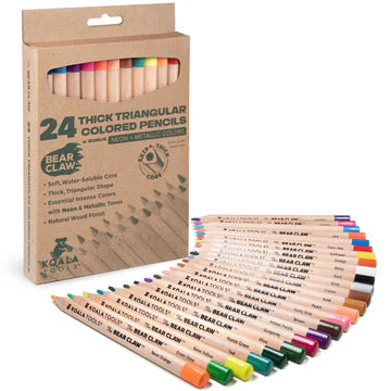 BEAR CLAW THICK TRIANGULAR COLORED PENCILS 24-PACK