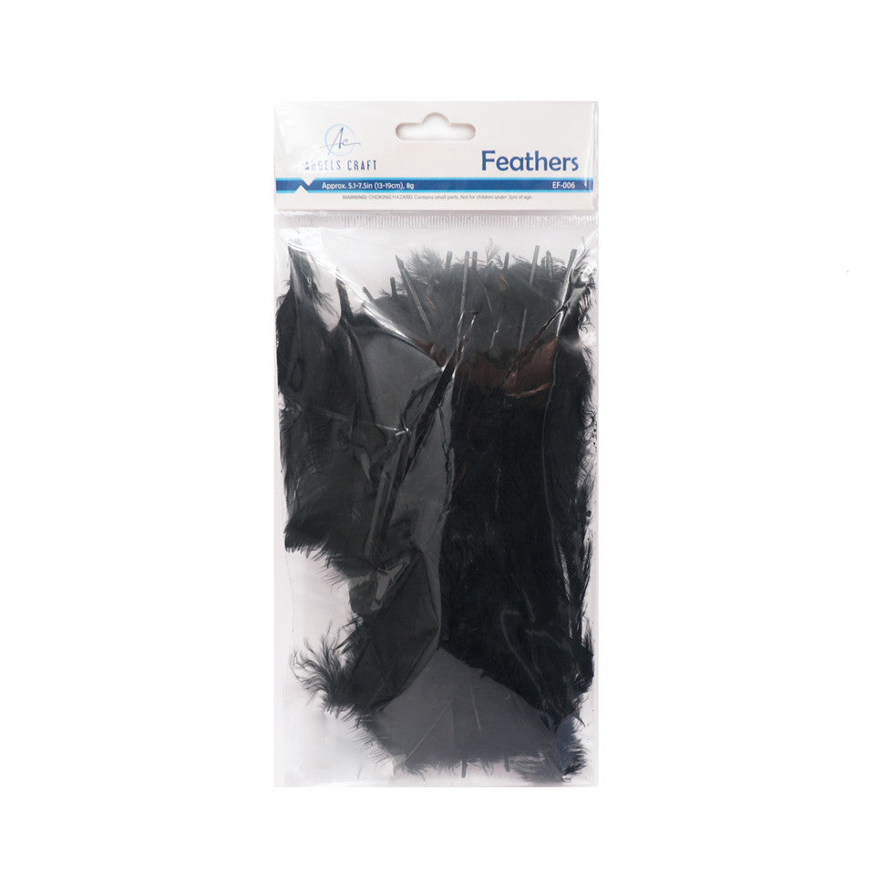 FEATHERS - 8G BLACK, ASSORTED SIZES