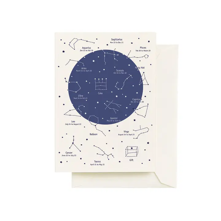 SELTZER CARD - CONSTELLATIONS BIRTHDAY