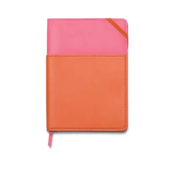 VEGAN LEATHER POCKET JOURNAL PINK&amp; CHILI