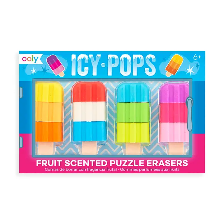 ICY POPS SCENTED PUZZLED  ERASERS SET/4