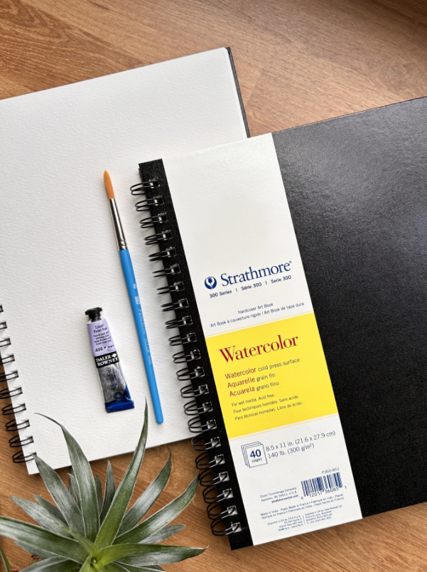 STRATHMORE 300 SERIES WATERCOLOR HARDCOVER WIREBOUND ART BOOK - 8-1/2" X11"