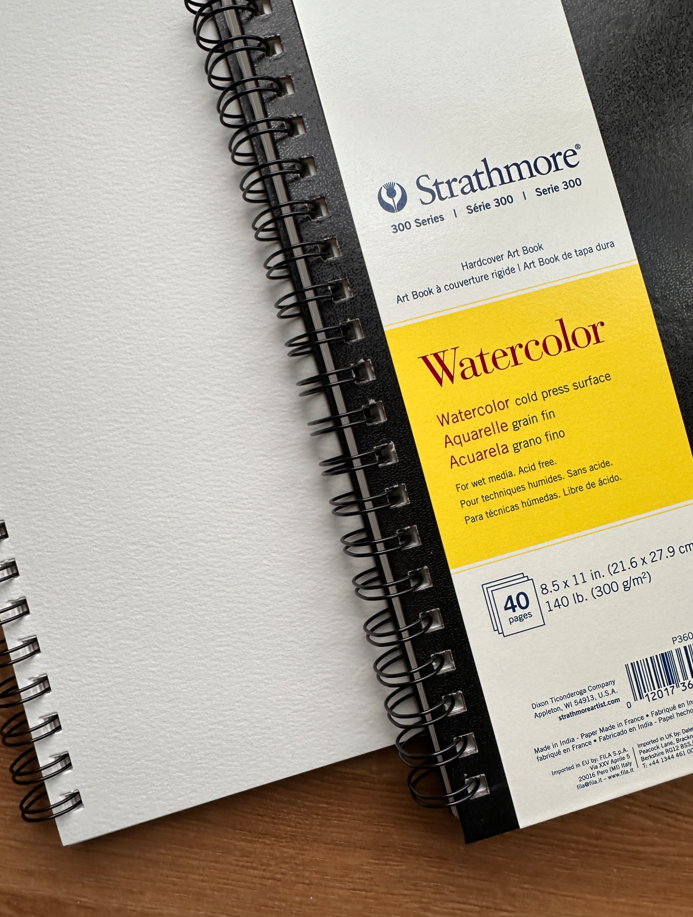 STRATHMORE 300 SERIES WATERCOLOR HARDCOVER WIREBOUND ART BOOK - 8-1/2" X11"
