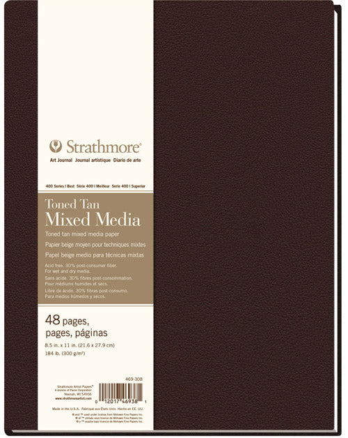 STRATHMORE 400 SERIES MIXED MEDIA HARDBOUND HARDCOVER ART BOOK - 8-1/2" X 11", 48 PAGES