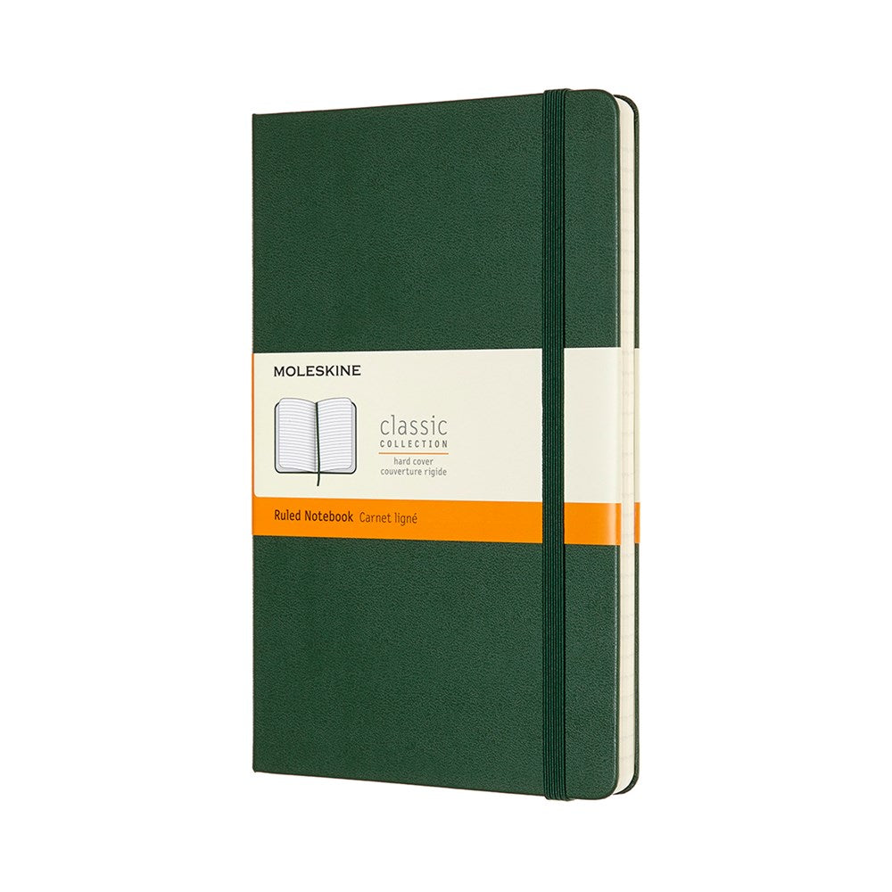 MOLESKINE NOTEBOOK, LARGE 5.5X8.5&quot;, RULED, HARD, MYRTLE GREEN