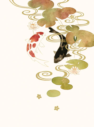 TADASHI URA CARD TWO KOI - GREETED