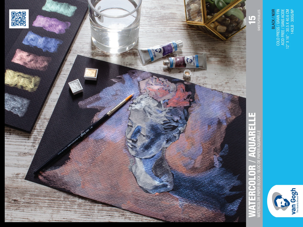 VAN GOGH WATERCOLOUR BLOCK - BLACK PAPER - 12"X16"