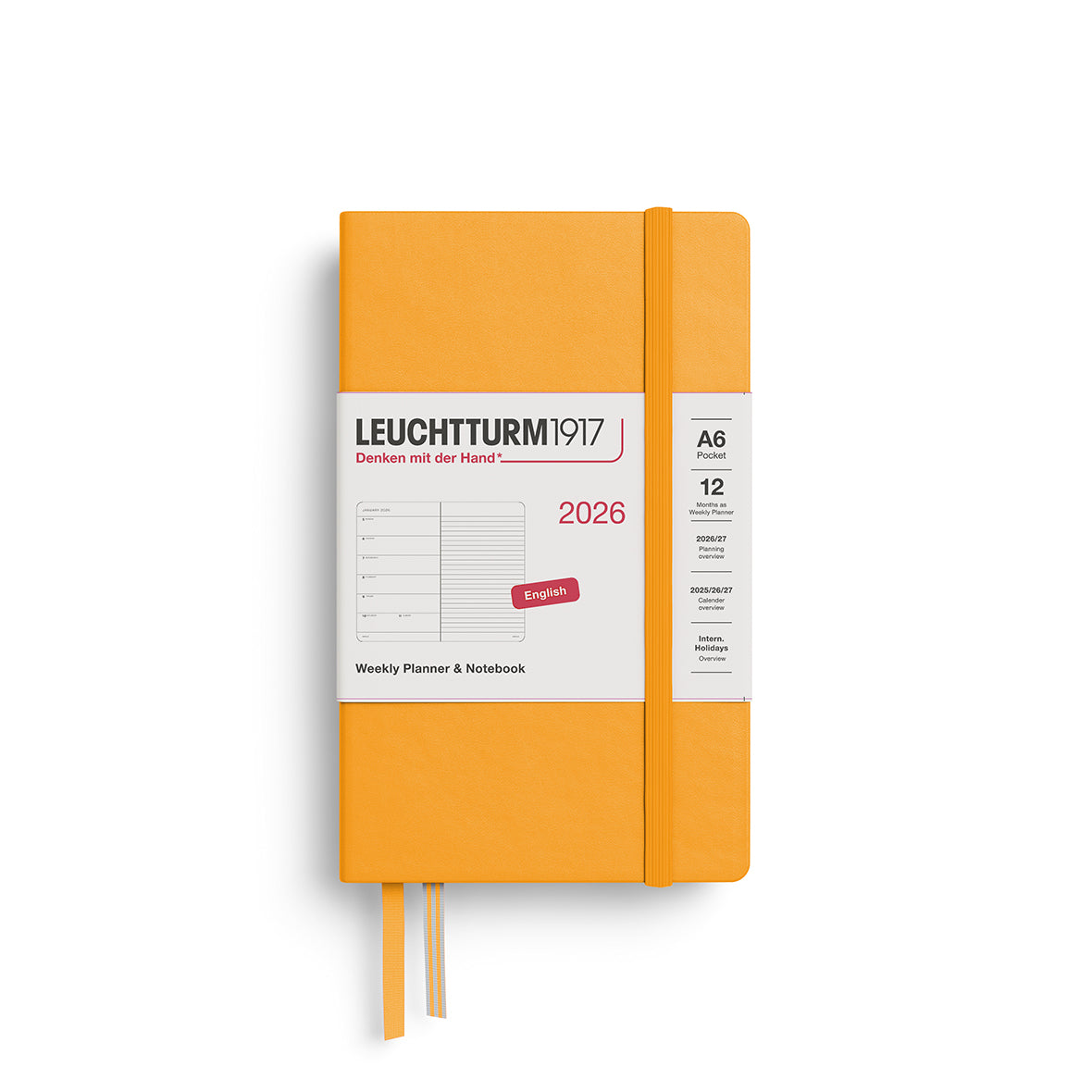 RISING SUN, WEEKLY PLANNER &amp; NOTEBOOK POCKET (A6) 2026, ENGLISH