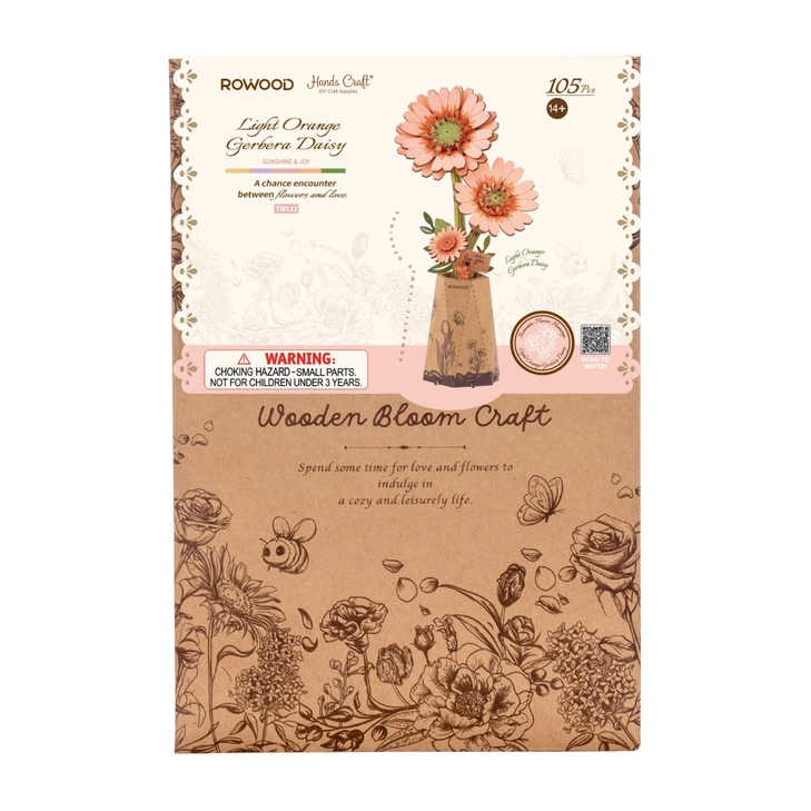 WOODEN BLOOM CRAFT - ORANGE GERBERA DAISY