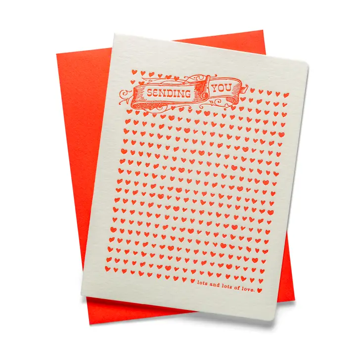 COLOR BOX LETTERPRESS CARD SENDING HEARTS