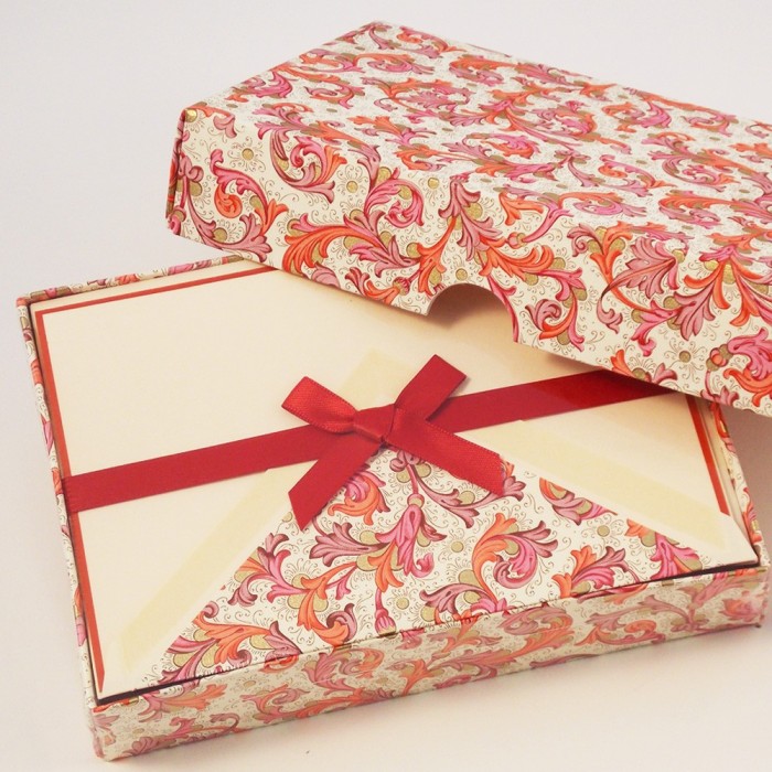 CLASSICA  NOTECARDS 10-PACK RED FLORENTINE