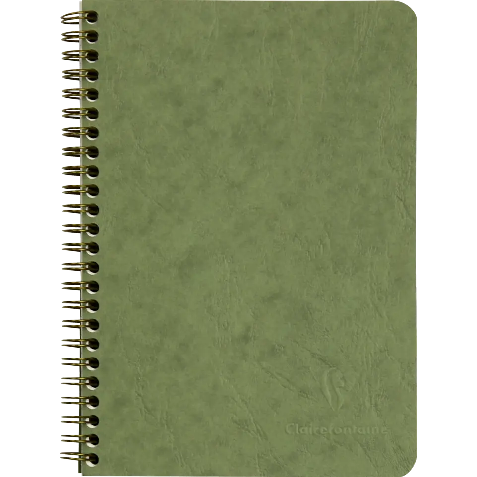 CLAIRE FONTAINE BASIC WIRE NOTEBOOK RULED GREEN 6x8.25