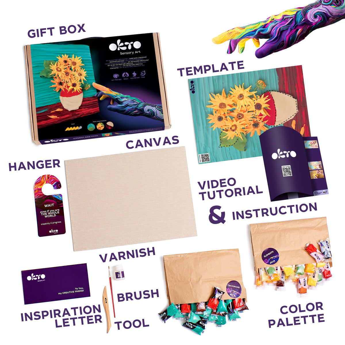 SENSORY ART 3D CLAY PAINTING KITS, VAN GOGH - SUNFLOWERS