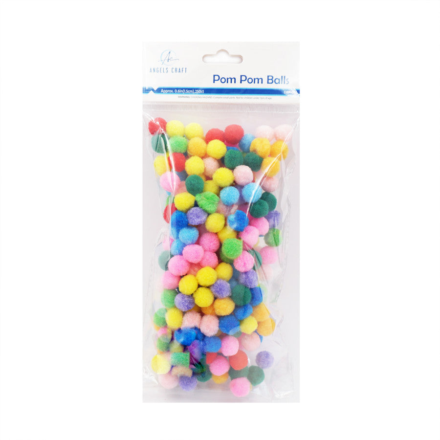 POM - POMS,  ASSORTED COLORS APPROX 1.5CM (250PC)