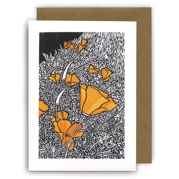 LETTERPRESS CARD- CALIFORNIA POPPIES