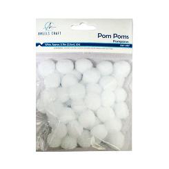 POM-POMS, 50PC APPROX 2CM , WHITE