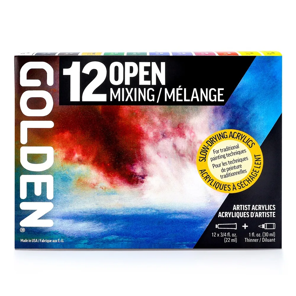 GOLDEN OPEN ACRYLICS 12-COLOR MIXING SET