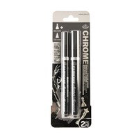 ACRYLIC MARKERS SILVER METALLIC CHROME 2MM/3MM 2PK