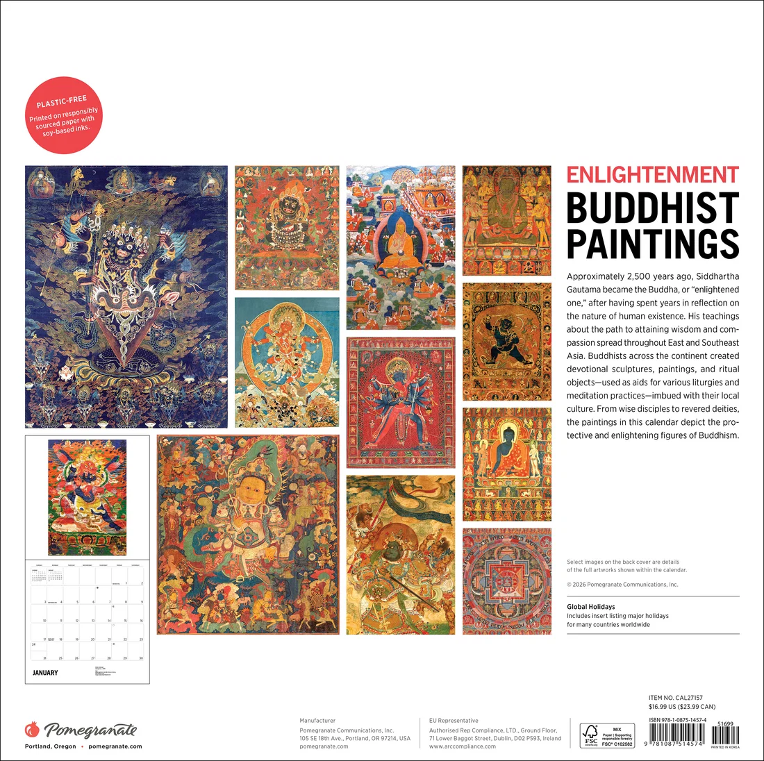 WALL CALENDAR 2027 - ELIGHTENMENT BUDDHIST PAINTINGS
