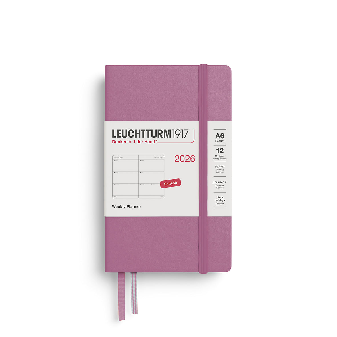 LEUCHTTURM 1917 WEEKLY PLANNER POCKET (A6) 2026, ENGLISH - DUSTY ROSE