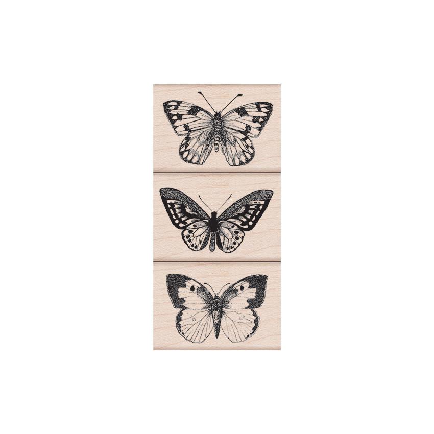 HERO ARTS STAMP- THREE ARTISTIC BUTTERFLIES