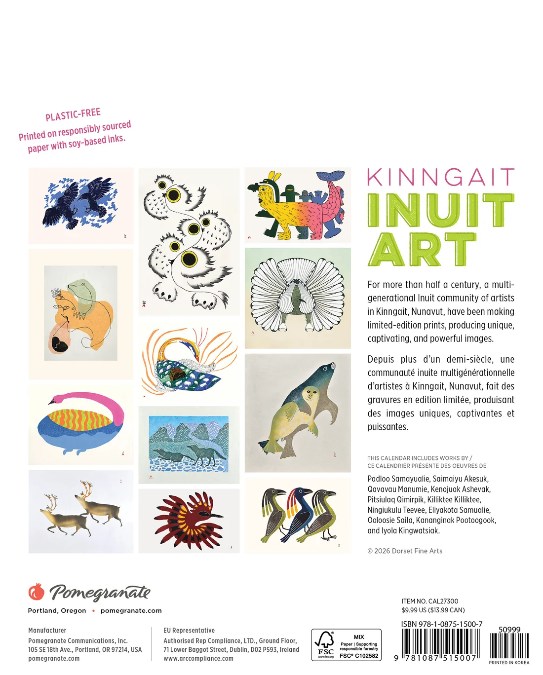 MINI WALL CALENDAR 2027 - INUIT ART KINNNGAIT