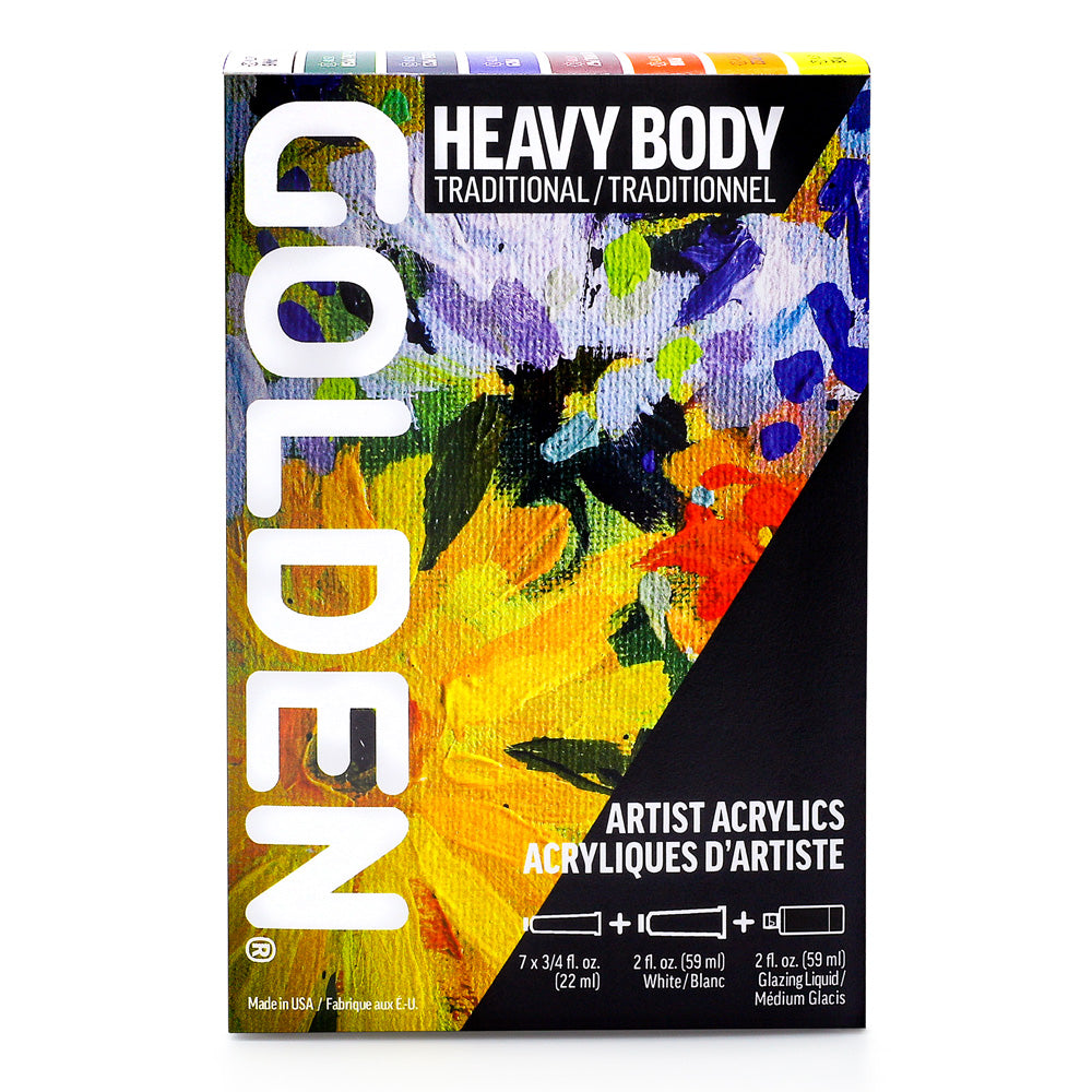 GOLDEN HEAVY BODY ACRYLICS 7-COLOR TRADITIONAL SET
