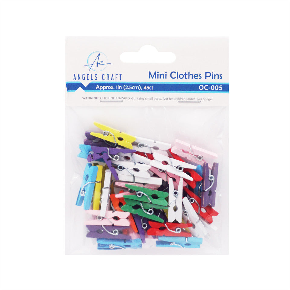 MINI CLOTHES PINS - MULTI COLORS 45PC
