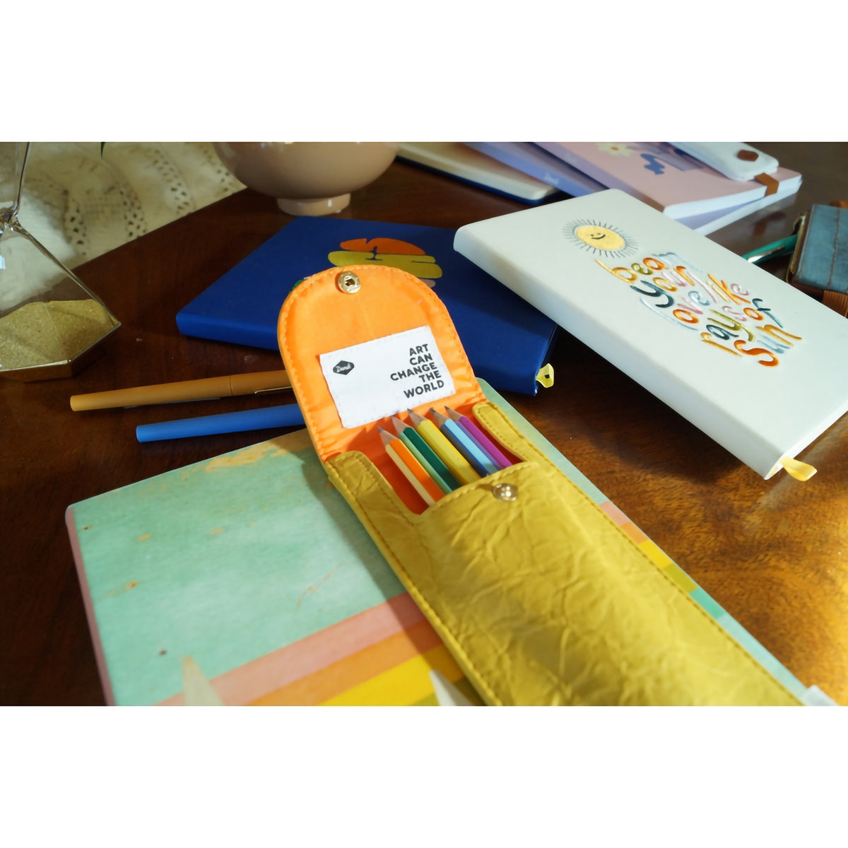 NOTEBOOK POUCH VEGAN LEATHER YELLOW