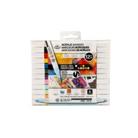 ACRYLIC MARKERS PRIMARY NEON COLORS DUAL BRUSH 12PK