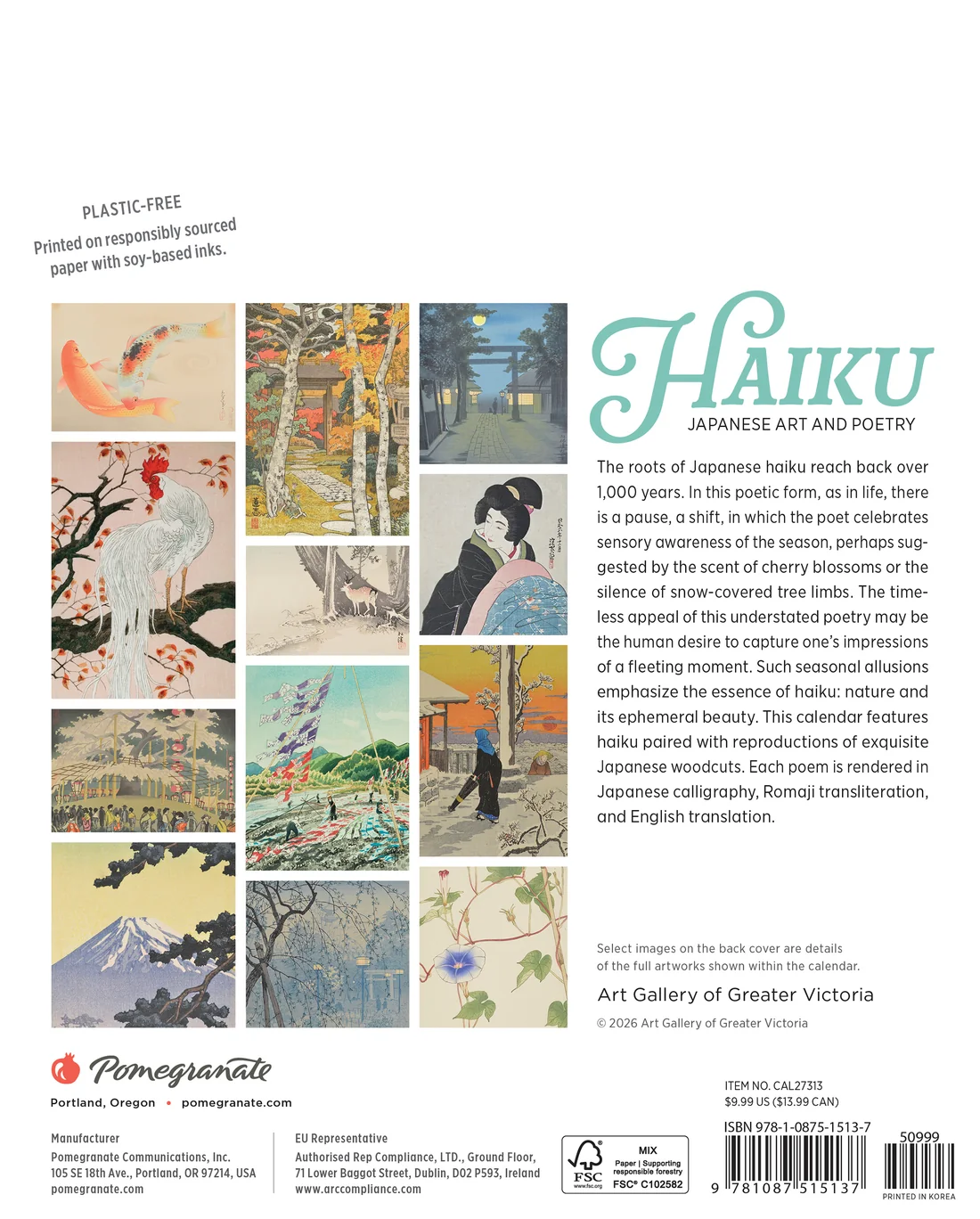MINI WALL CALENDAR 2027 - HAIKU JAPANESE ART AND POETRY