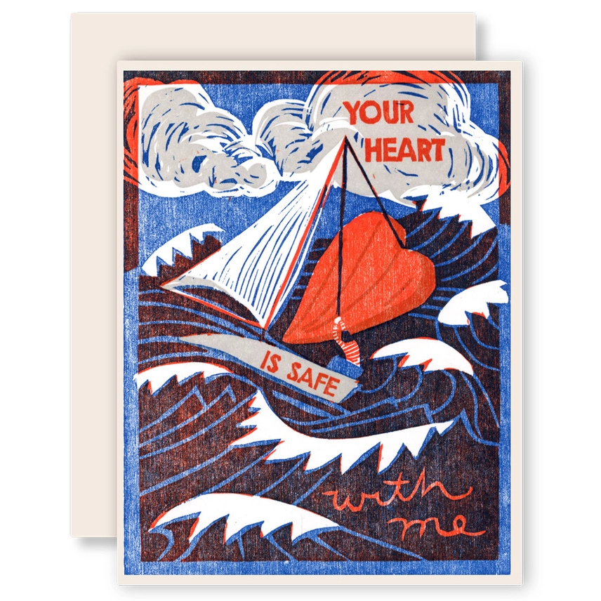 YOUR HEART IS SAFE WITH ME LETTERPRESS CARD