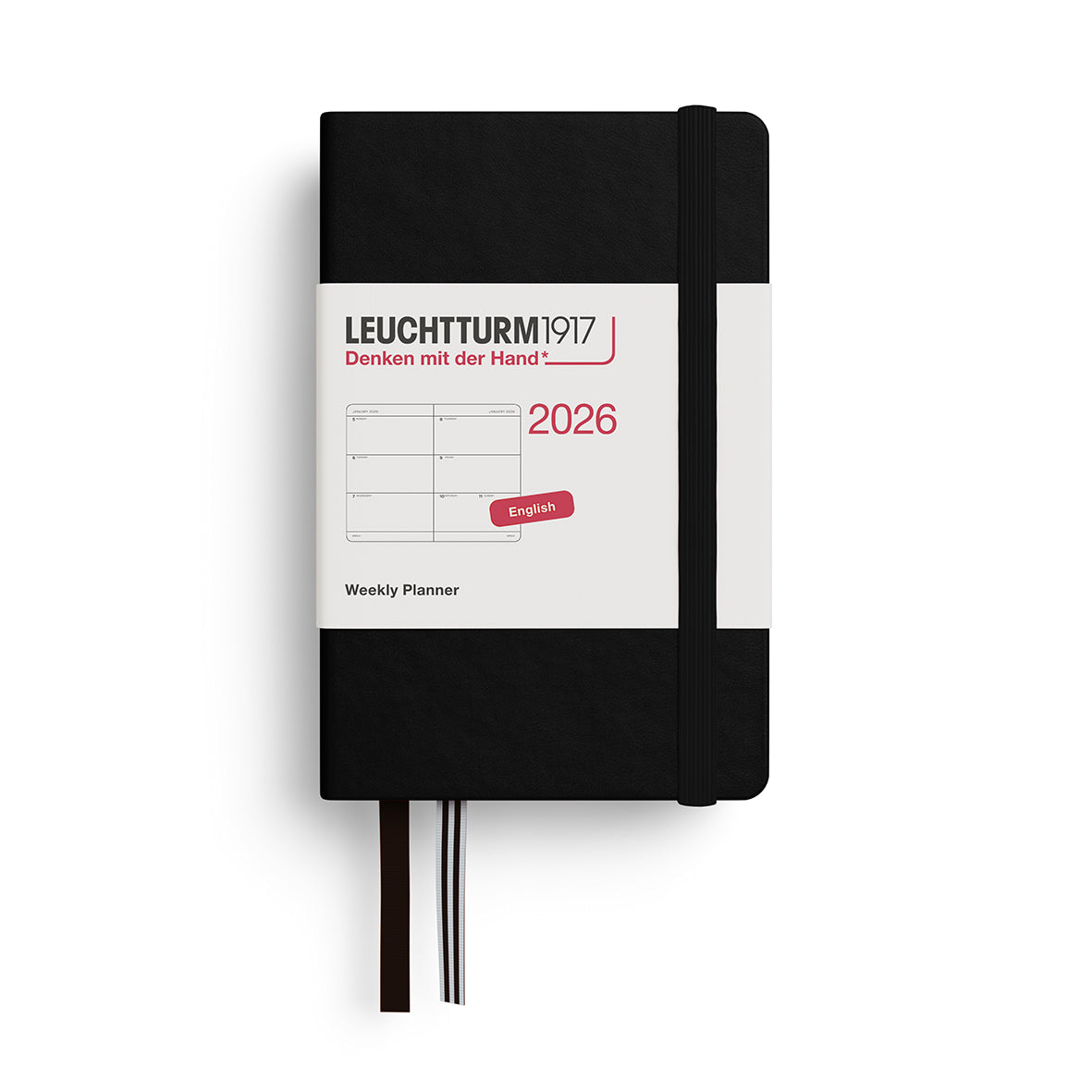 LEUCHTTURM 1917, WEEKLY PLANNER MINI (A7) 2026, ENGLISH - BLACK