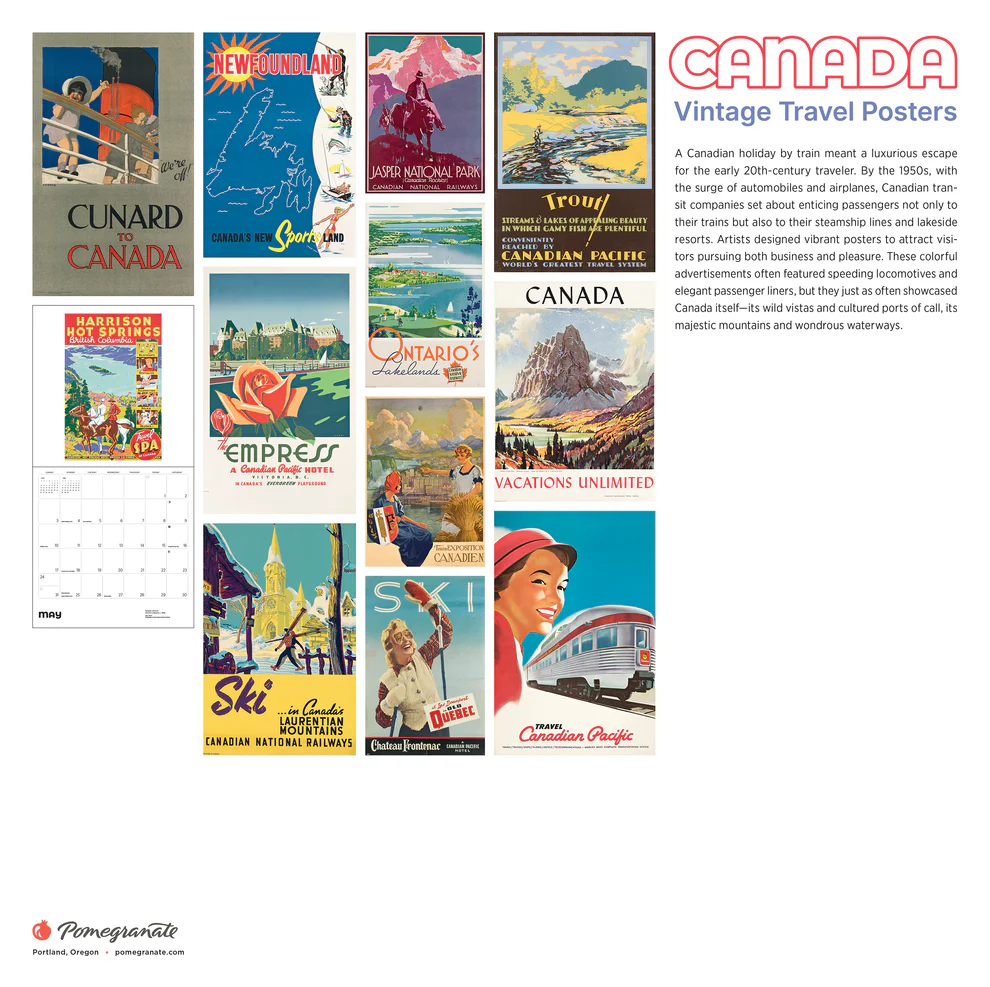 WALL CALENDAR 2026 - CANADA VINTAGE TRAVEL POSTERS