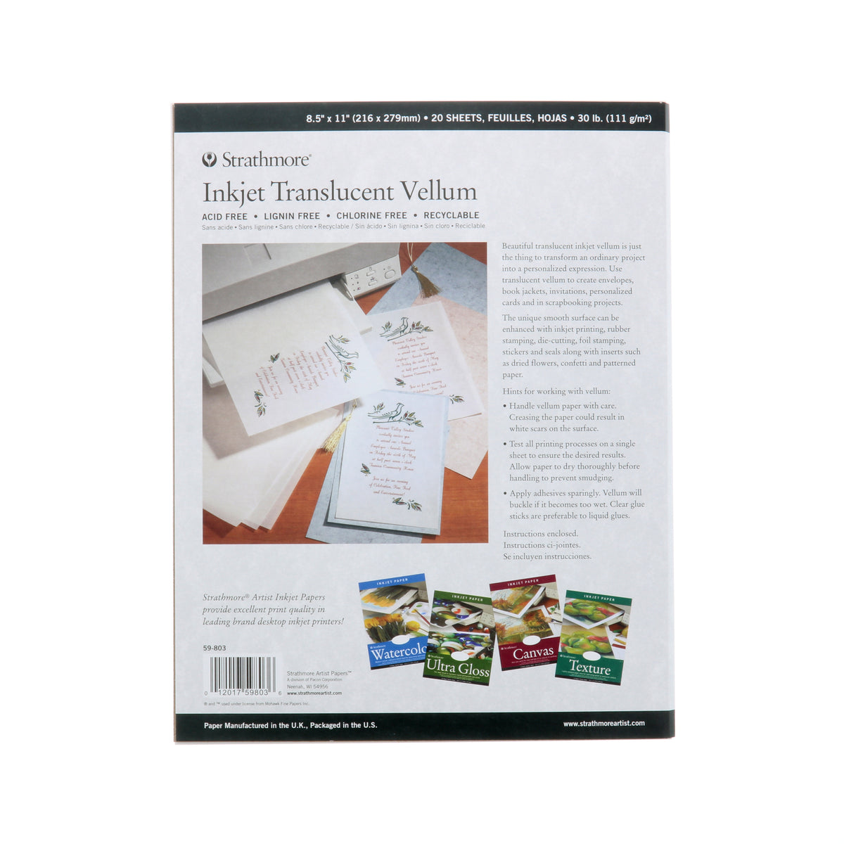 TRANSLUCENT INK JET VELLUM 8.5x11 20-PACK