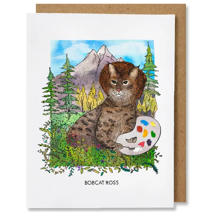 ILLUSTRATED FUNNY PUN EVERYDAY CARD - BOBCAT ROSS