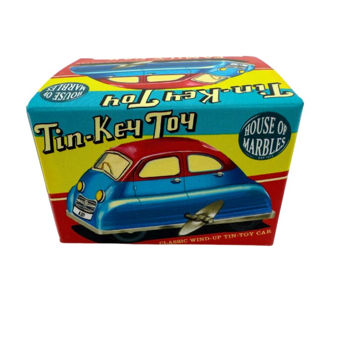 CLASSIC WIND-UP TIN TOY FAMILY CAR