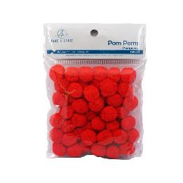 POM-POMS, 50PC APPROX 2CM , RED