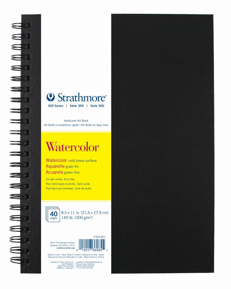 STRATHMORE 300 SERIES WATERCOLOR HARDCOVER WIREBOUND ART BOOK - 8-1/2" X11"