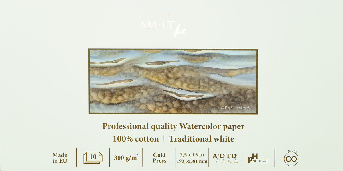 WATERCOLOR PAD 100% COTTON  - PANORAMIC - 7.5" X 15" (190.5 X 381 MM)
