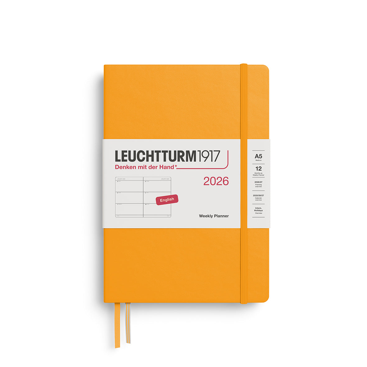 LEUCHTTURM 1917 DAILY PLANNER MEDIUM (A5) 2026, ENGLISH - RISING SUN,