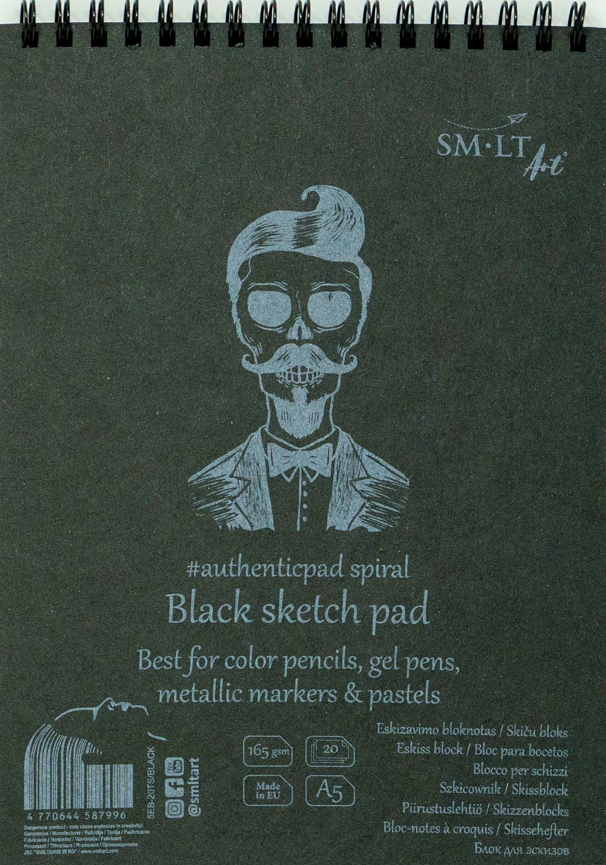AUTHENTIC - BLACK SKETCH PAD - A5 (SPIRAL TOP)