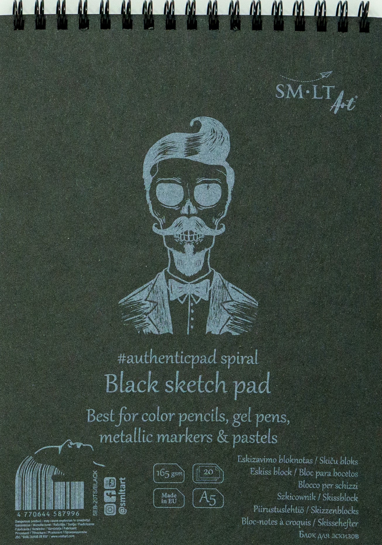 AUTHENTIC - BLACK SKETCH PAD - A5 (SPIRAL TOP)
