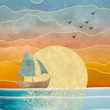 BLANK BOAT SUN GREETING CARD ARTIGE