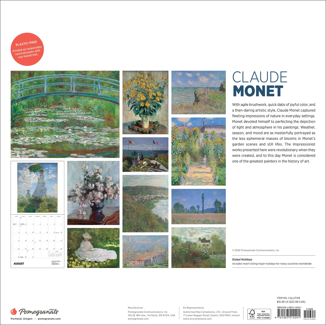 WALL CALENDAR 2027 - CLAUDE MONET