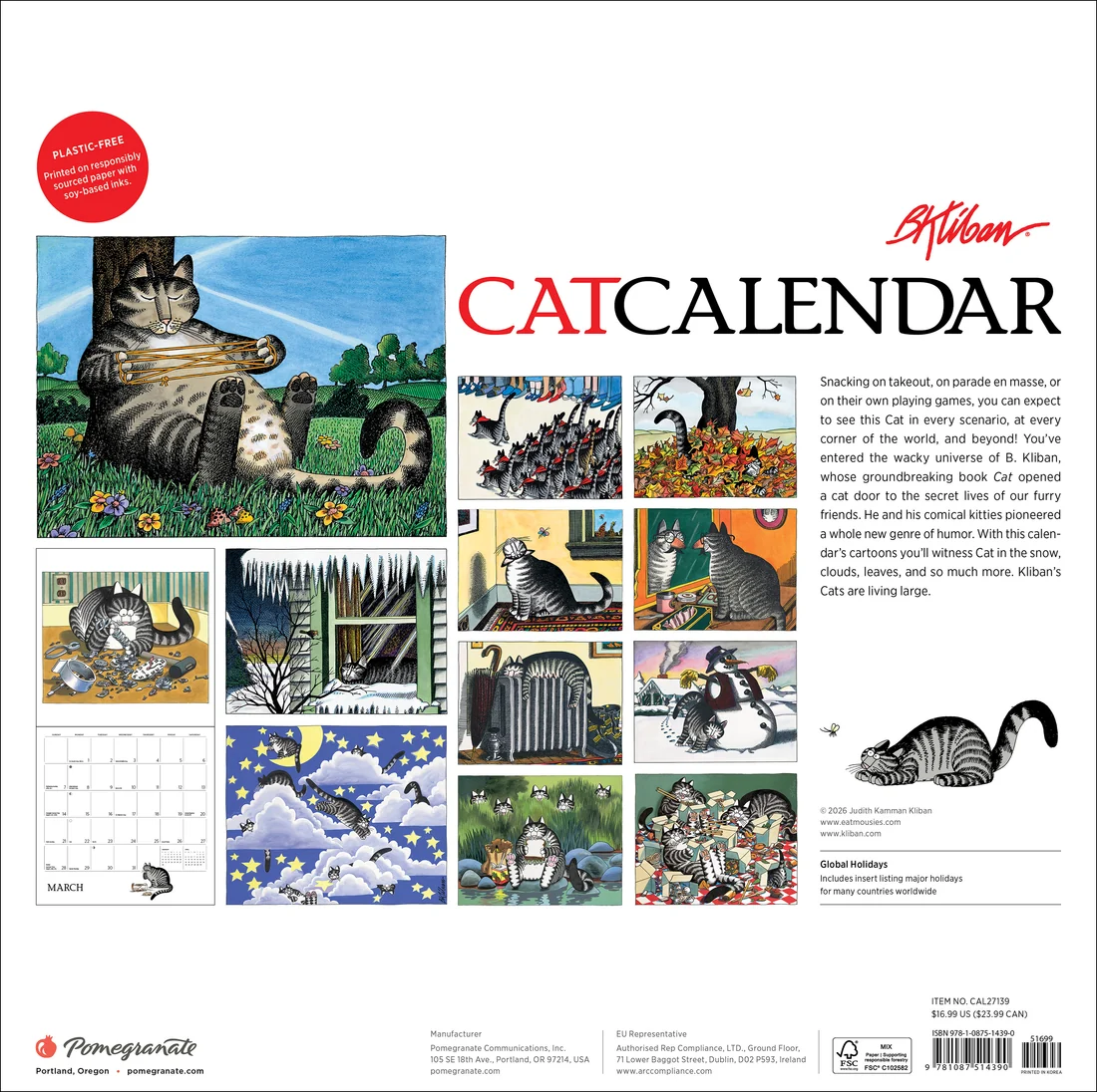 WALL CALENDAR 2027 -B, KLIBAN CATCALENDAR