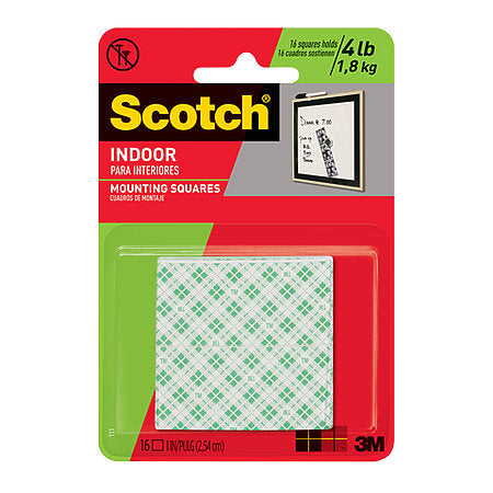 SCOTCH CLEAR REMOVABLE MOUNTING SQUARES 11/16th #859