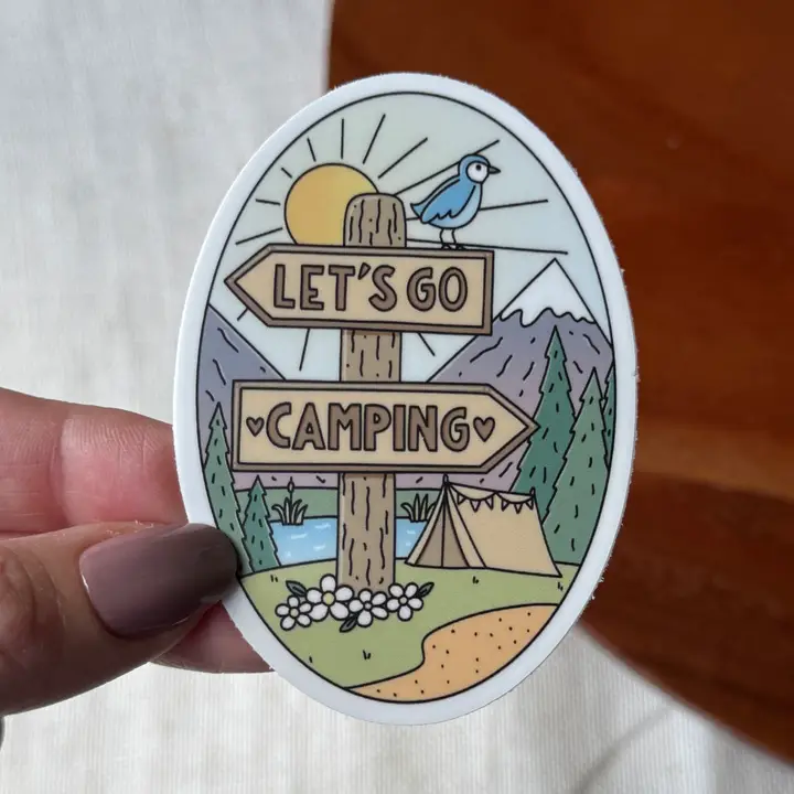 STICKER - LET'S GO CAMPING SIGN