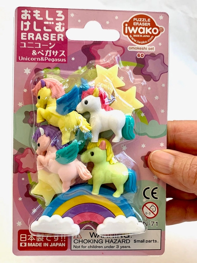 IWAKO UNICORN PEGASUS CARDED ERASER