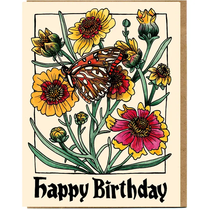 BANNER CARD- HAPPY BIRTHDAY FLOWERS